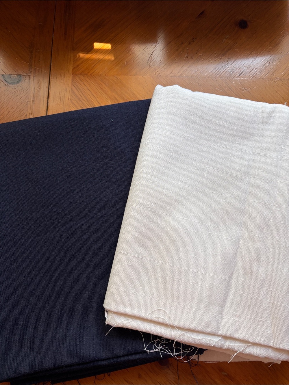 Linen Fabric Set, 58”x92”+52”x74” White&Black Poly-Rayon Linen